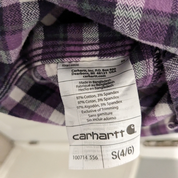 Carhartt Women's "Hamilton II" Flannel Button Down Shirt Size S in Purple - Picture 7 of 7